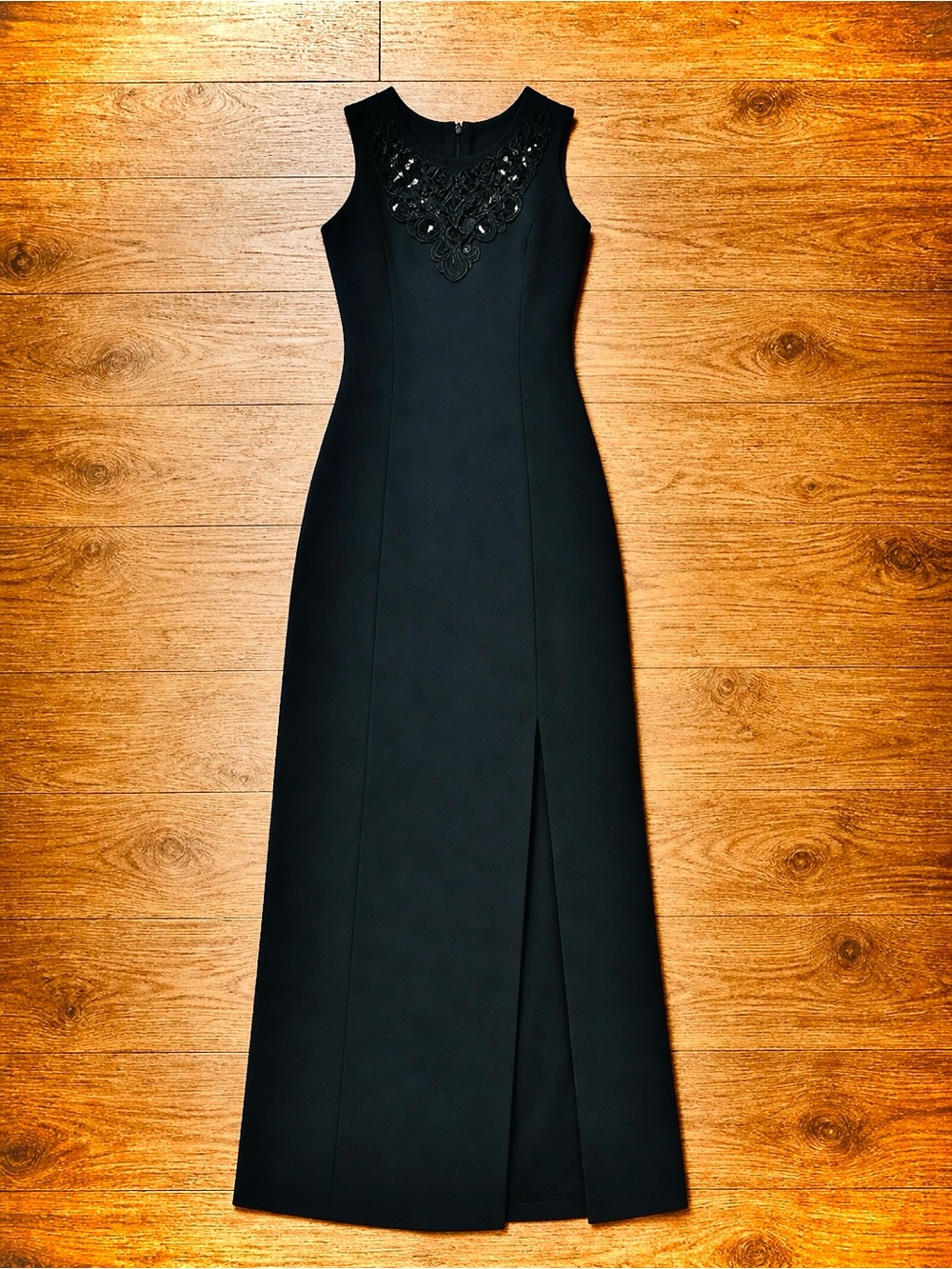 Vintage Gunne Sax Jessica Mcclintock Black Long Maxi Dress 3/4 sequin Formal